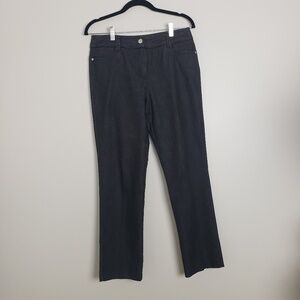 Larry Levine black jeans, faux leather trim F8